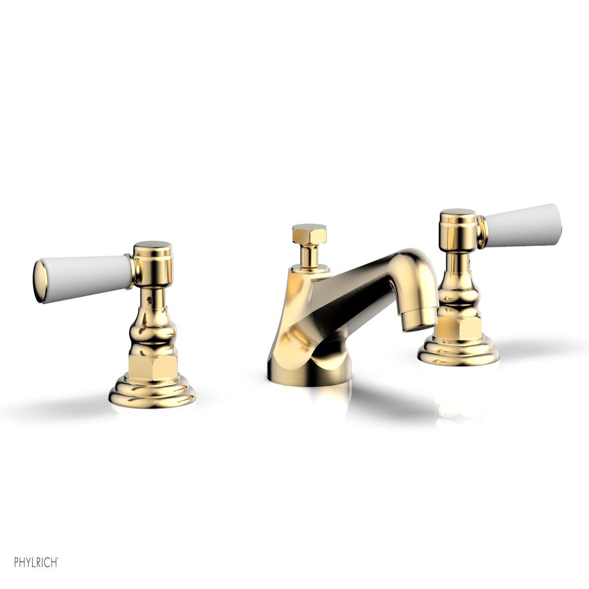 HEX TRADITIONAL Widespread Faucet - Satin White Lever Handles 500-02
