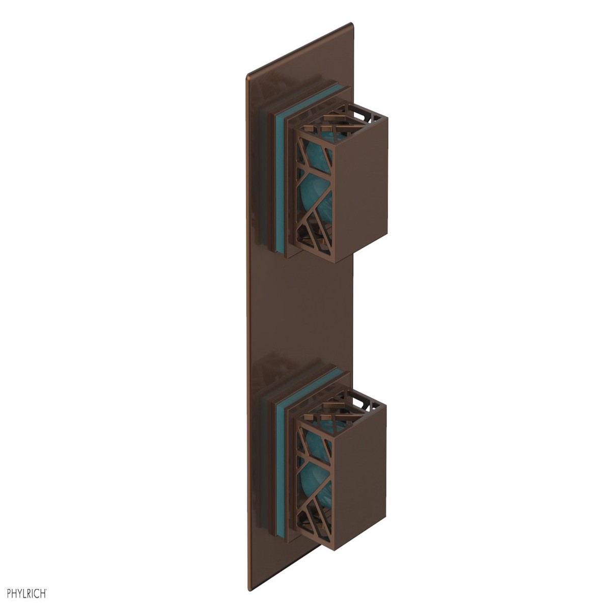 JOLIE- Thermostatic Valve with Volume Control or Diverter with Turquoise Accents 4-588
