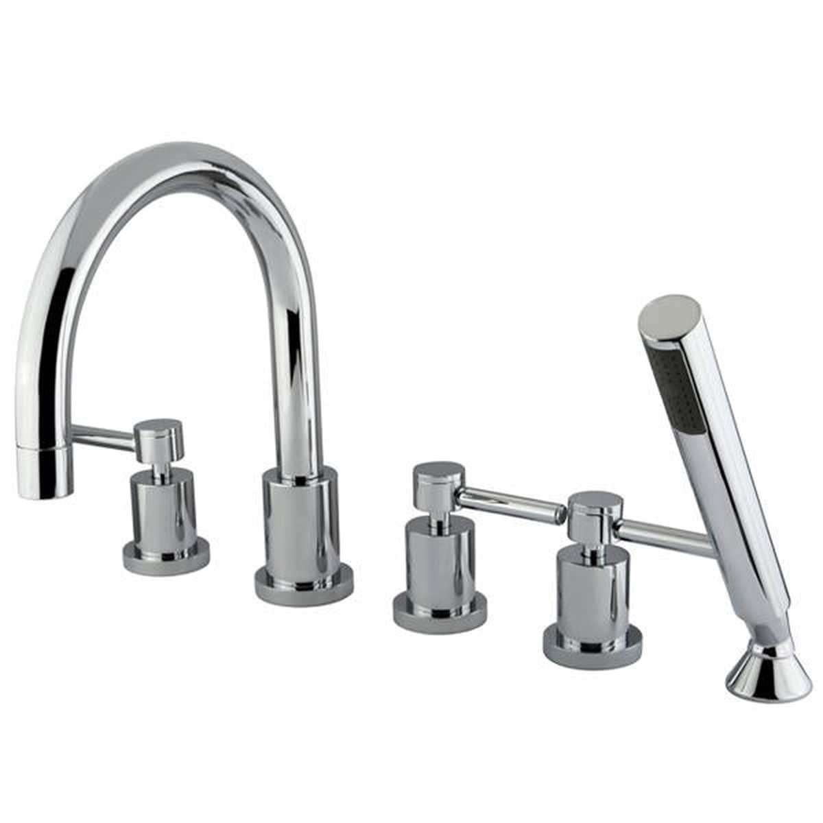 Kingston Brass Concord Three Handle Roman Tub Filler with Hand Shower in Polished Chrome