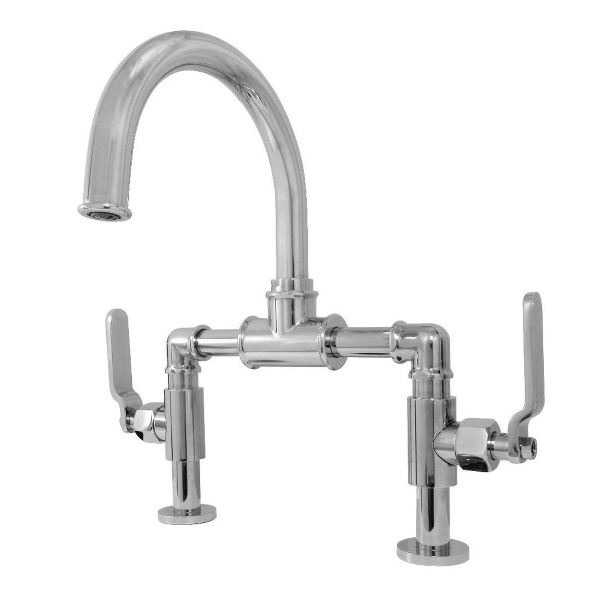 Kingston Brass KS217XKL-P Whitaker Industrial Style Bridge Bathroom Faucet with Pop-Up Drain