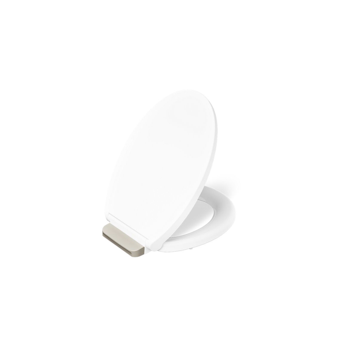 KOHLER K-27332-BN Glissade ReadyLatch Quiet-Close Round-front Toilet Seat Brushed Nickel Hinge