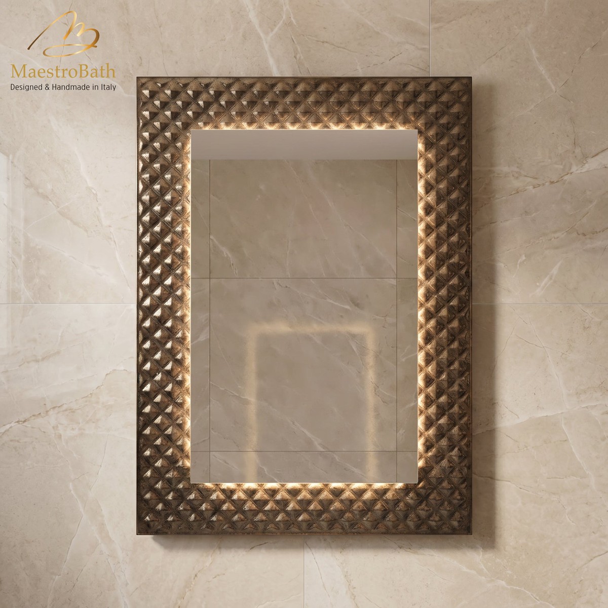 Lucent Luxury Crystal Single Vanity LED Mirror Bronze