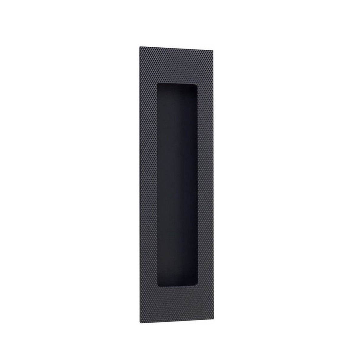 Modern Rectangular Knurled Pocket Door Lockset - Door Mount - 7 BrassFlat Black