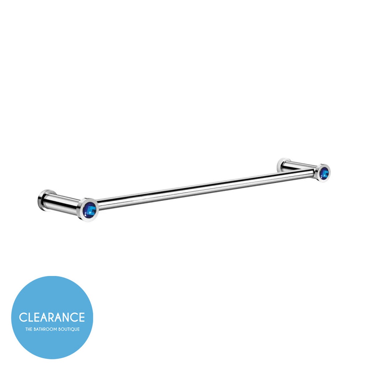 Moonlight Swarovski Round Single Towel Bar - Wall Mount - 20 BrassGlassBluePolished Chrome (Final Sale)