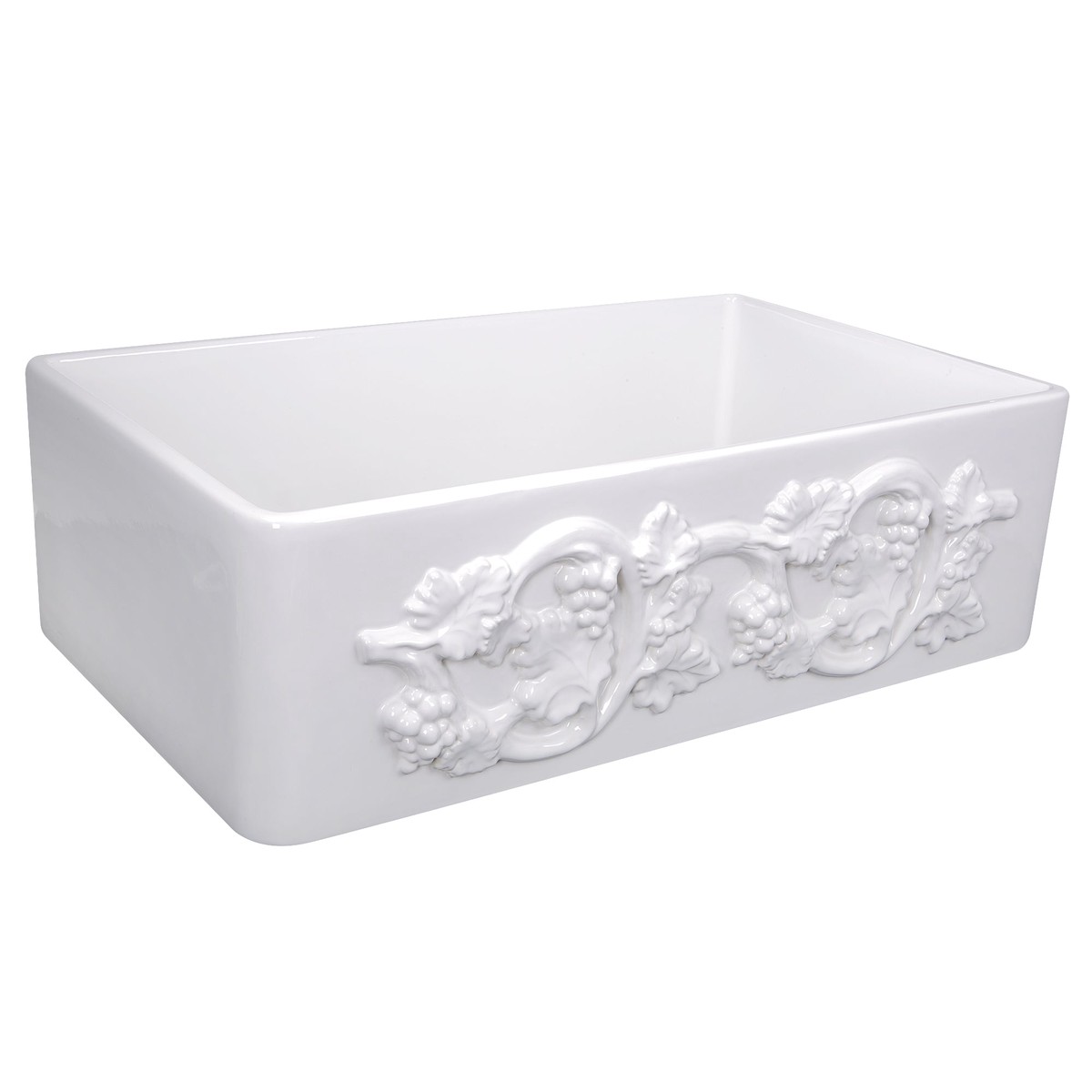 Nantucket Sinks 30 Farmhouse Fireclay Sink with Grapes Apron
