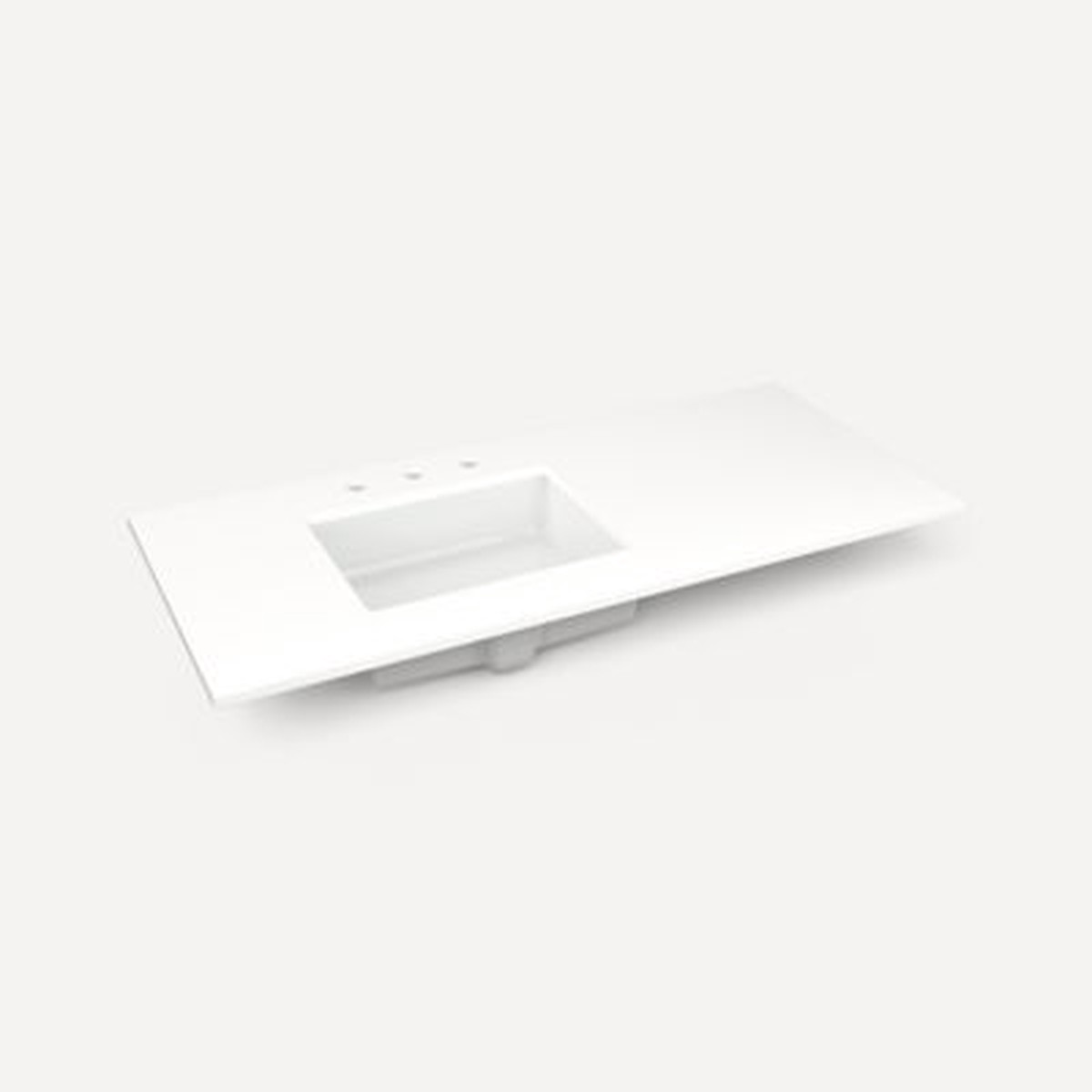 Robern TF49ULO93-8 Quartz Stone Vanity Top 49 x 34 x 22 Left Offset Undercounter Sink White Zeus Extreme Three Hole
