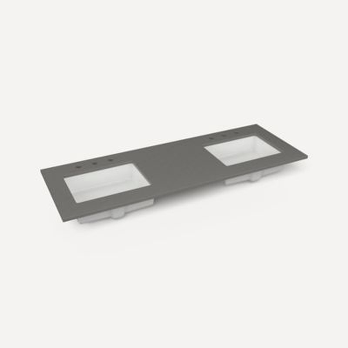 Robern TF61UDO91-8D4 Quartz Stone Vanity Top 61 x 34 x 22 Double Undercounter Sink Stone Gray Three Hole