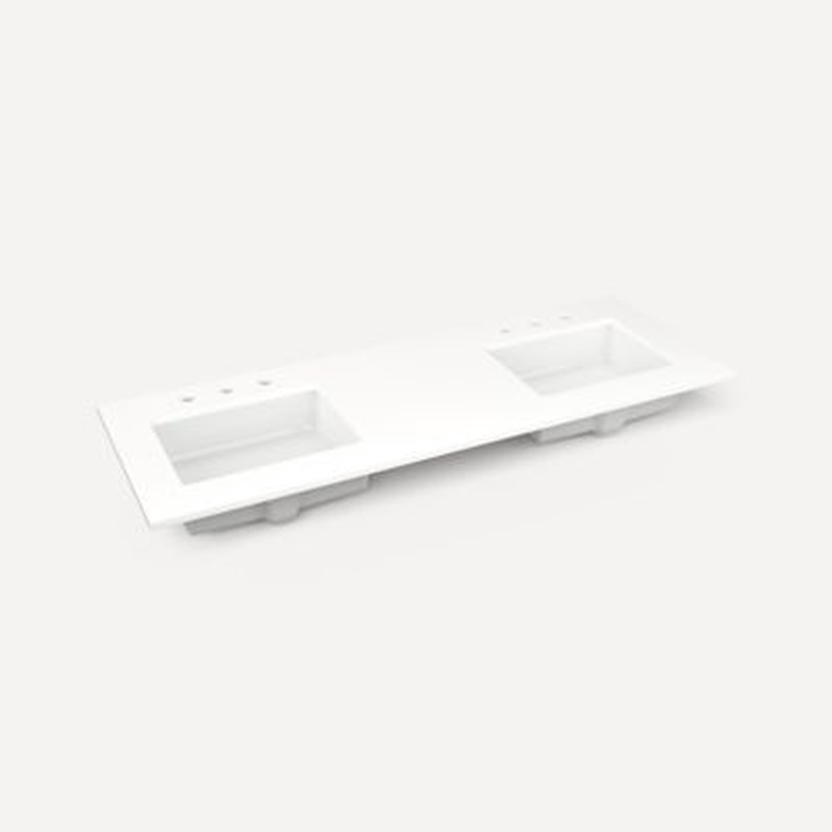 Robern TF61UDO93-8D4 Quartz Stone Vanity Top 61 x 34 x 22 Double Undercounter Sink White Zeus Extreme Three Hole