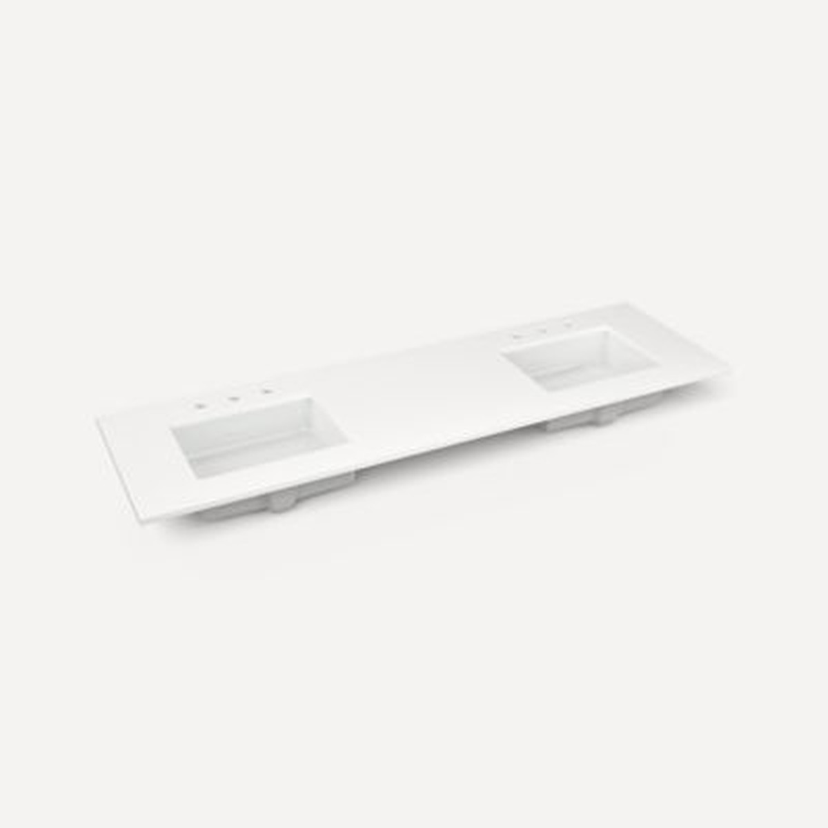 Robern TF73UDO92-8D5 Quartz Stone Vanity Top 73 x 34 x 22 Double Undercounter Sink Quartz White Three Hole