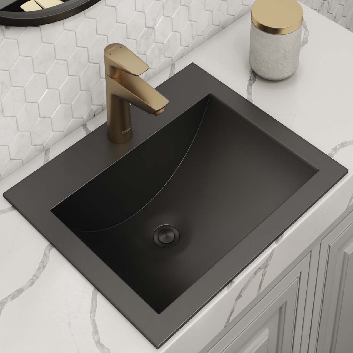 Ruvati 21 x 17 Topmount Gunmetal Stainless Steel Bathroom Sink