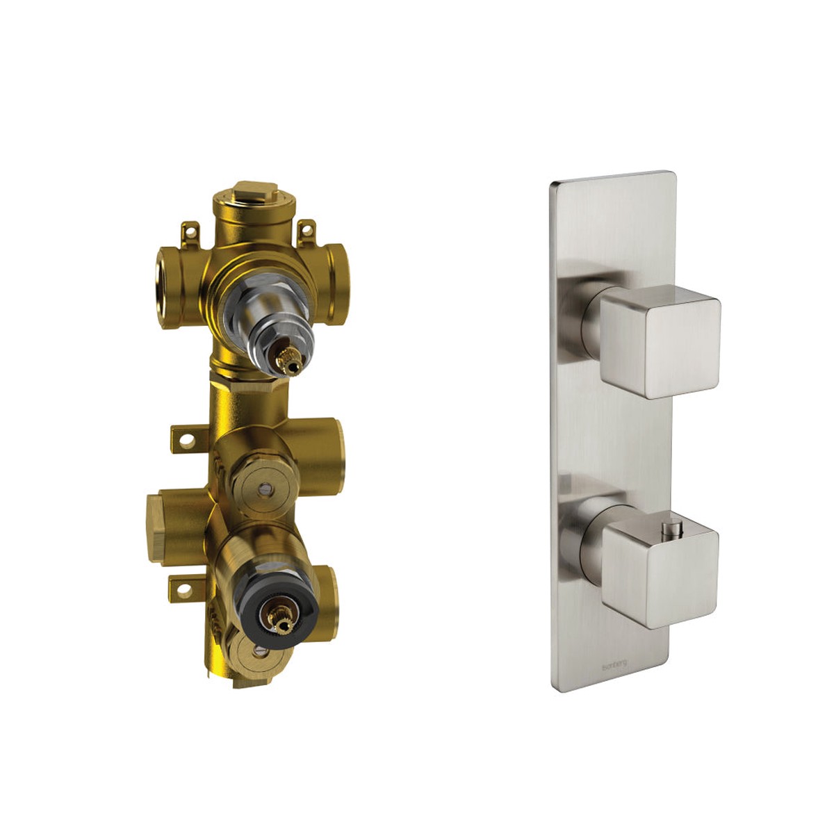Serie 196 2 Way Thermostatic Shower Mixer - Wall Mount - 10 BrassBrushed Nickel