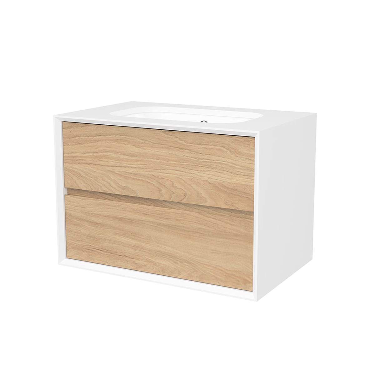 Whitehaven 2 Drawers Bathroom Vanity with Silk Surface Sink - Wall Mount - 30 WoodPrime Oak