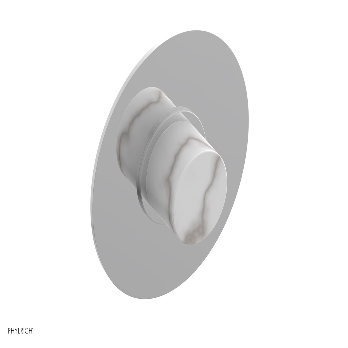 BASIC II 12 Mini Thermostatic Round Shower Trim White Marble Handle 4-174