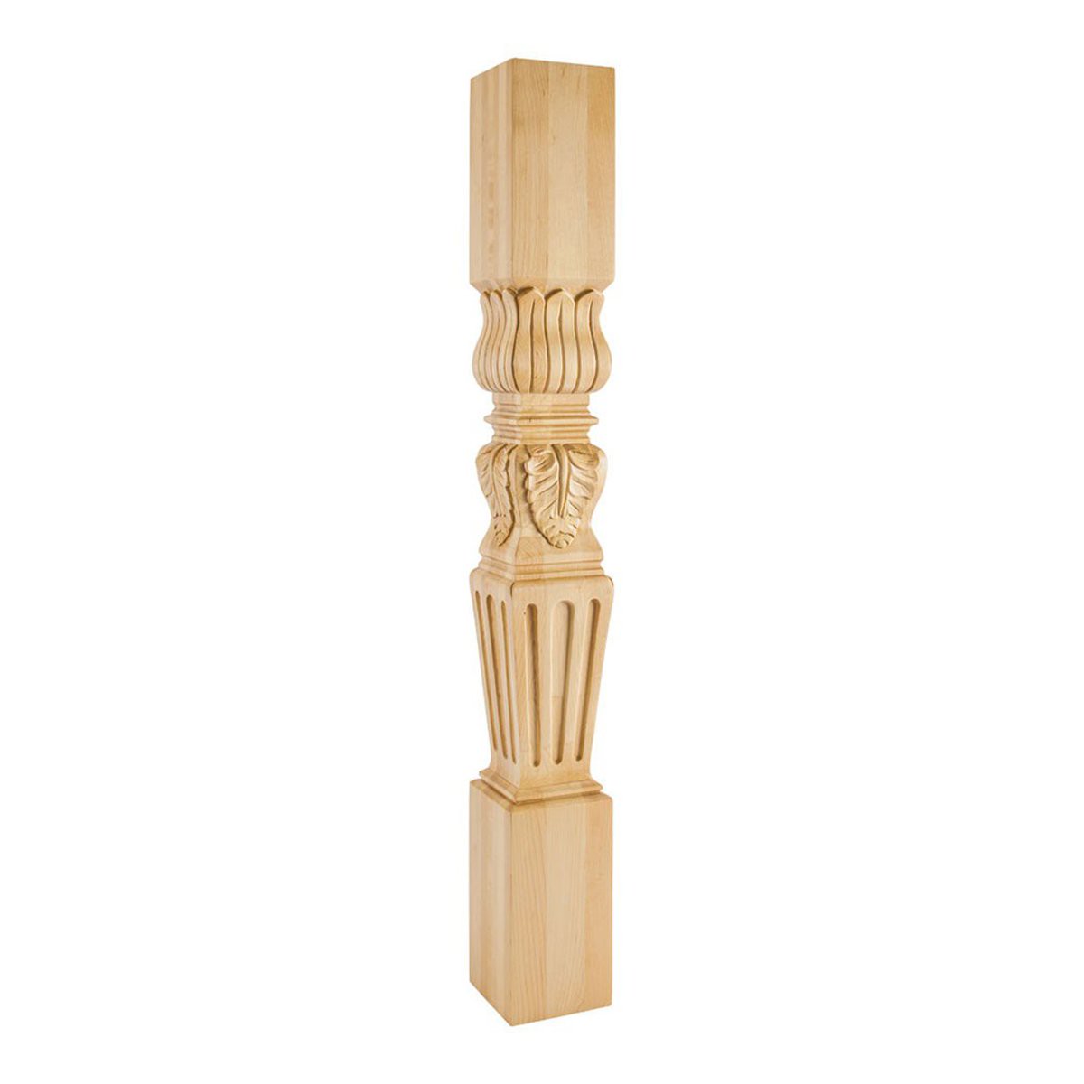 Hardware Resources 5 x 5 x 42 Rubberwood Acanthus Fluted Post
