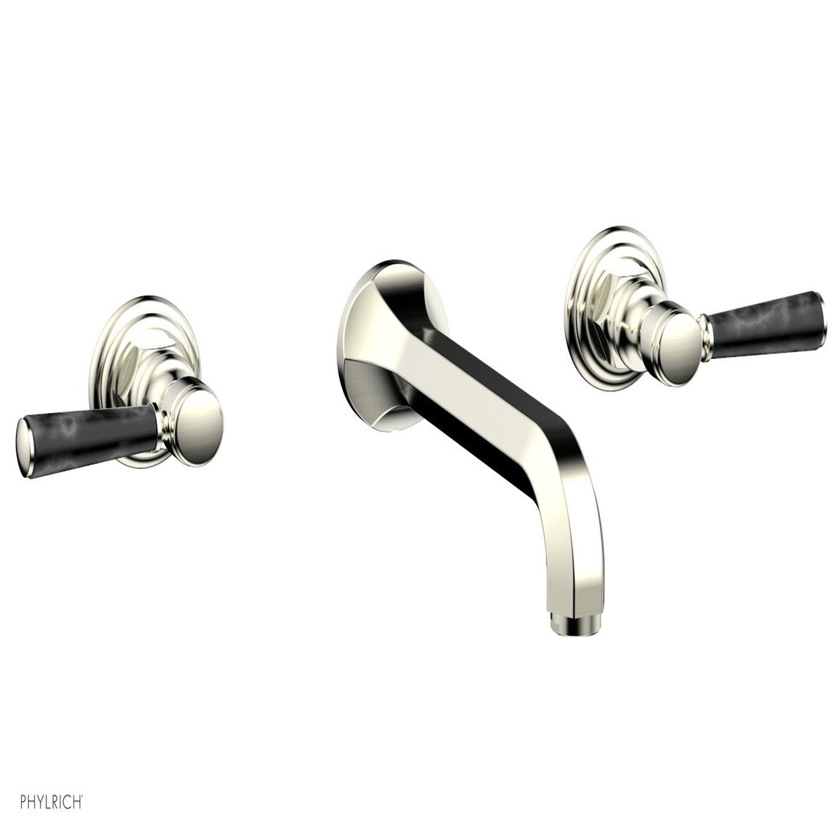 HEX TRADITIONAL Wall Lavatory Set - Black Marble Lever Handles 500-13