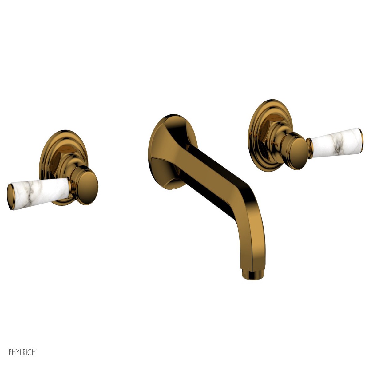 HEX TRADITIONAL Wall Lavatory Set - White Marble Lever Handles 500-13