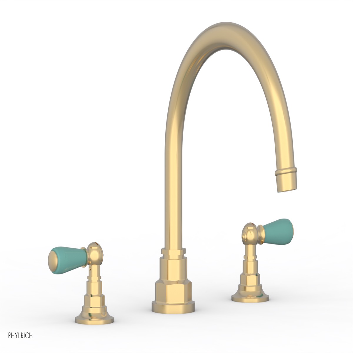 JAMESTOWN - Deck Tub Set - Lever Handles with Turqoise Accents 165-41