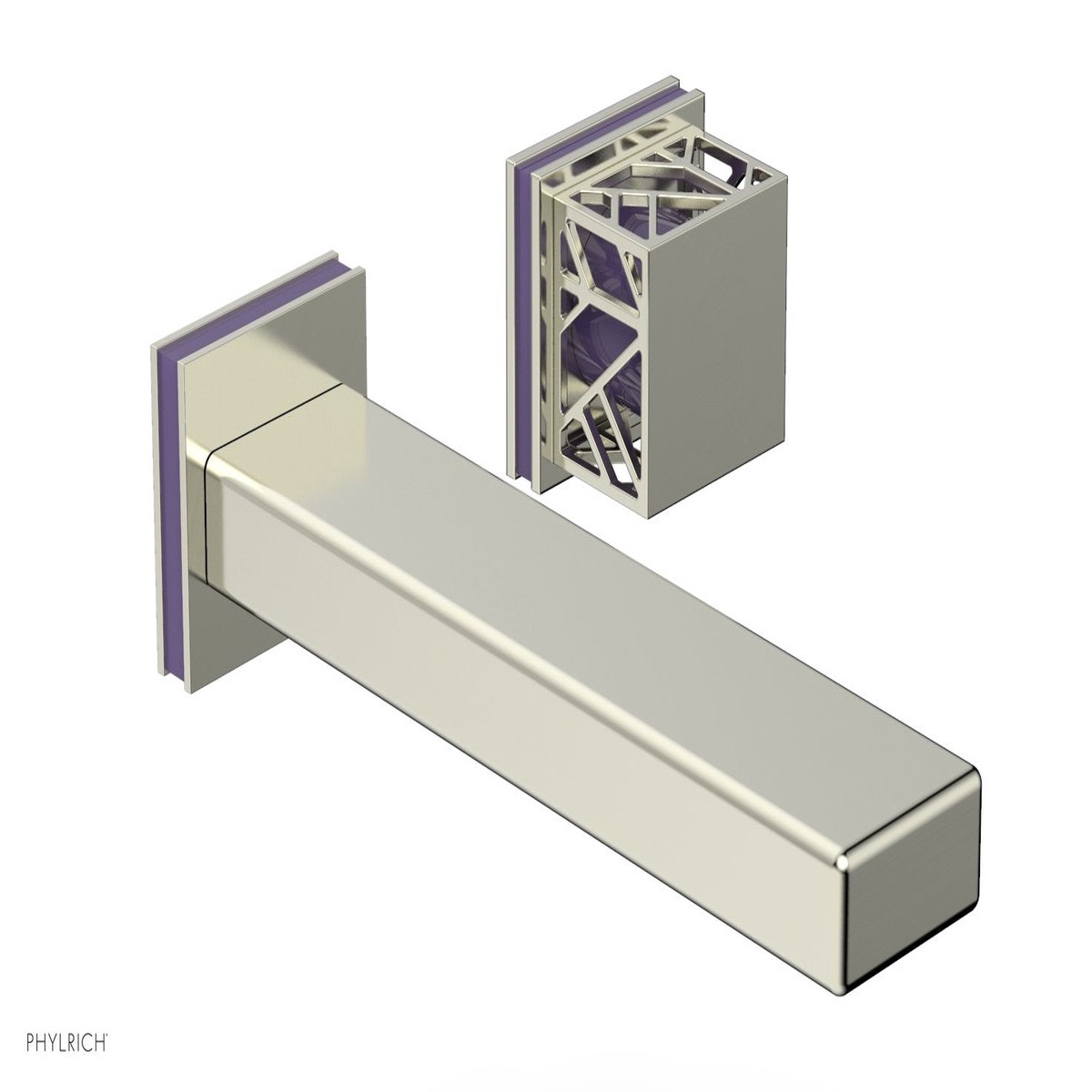 JOLIE Single Handle Wall Lavatory Set - Square Handle Purple Accents 222-16