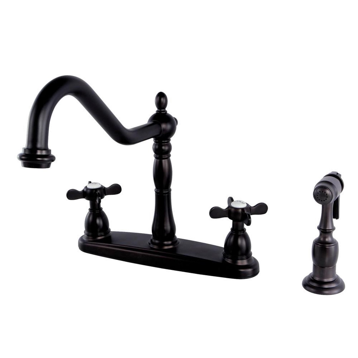 Kingston Brass Essex 8 Centerset Kitchen Faucet with Brass Sprayer