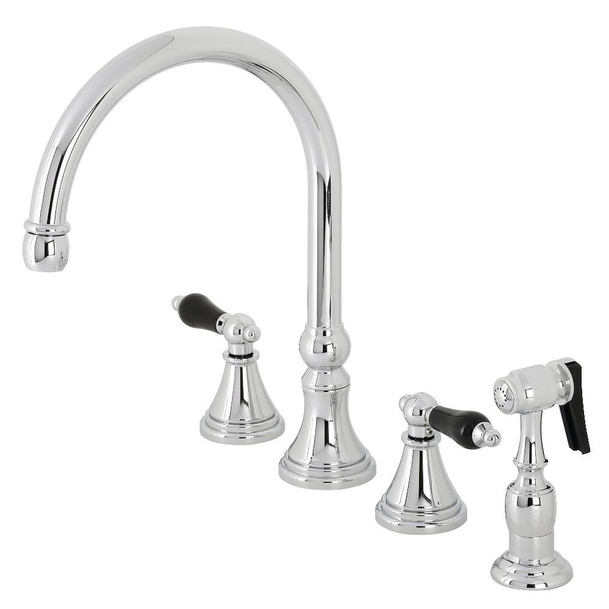 Kingston Brass KS279XPKLBS-P Duchess Widespread Kitchen Faucet with Brass Sprayer