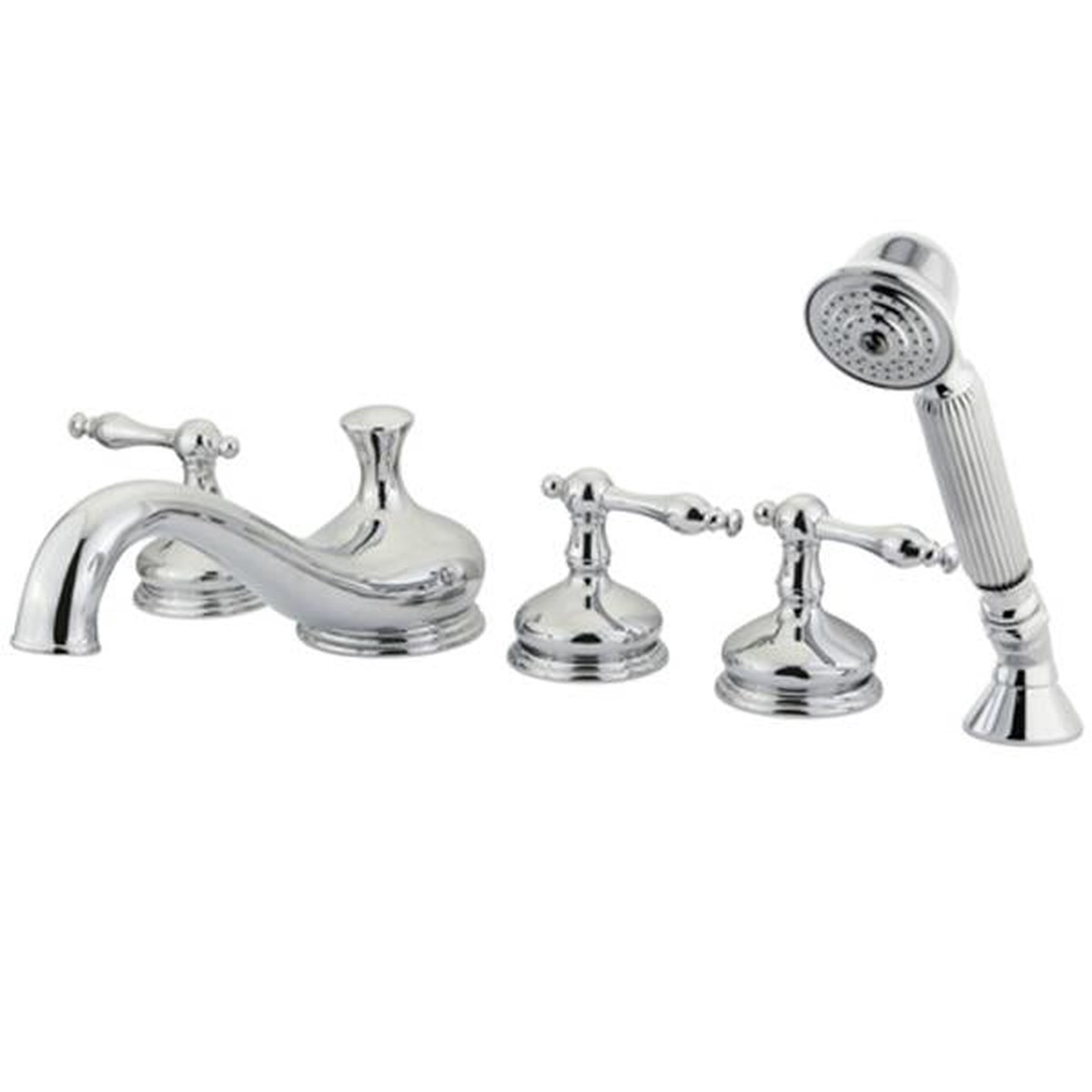 Kingston Brass KS33315NL Royale Three Handle Roman Tub Filler with Hand Shower