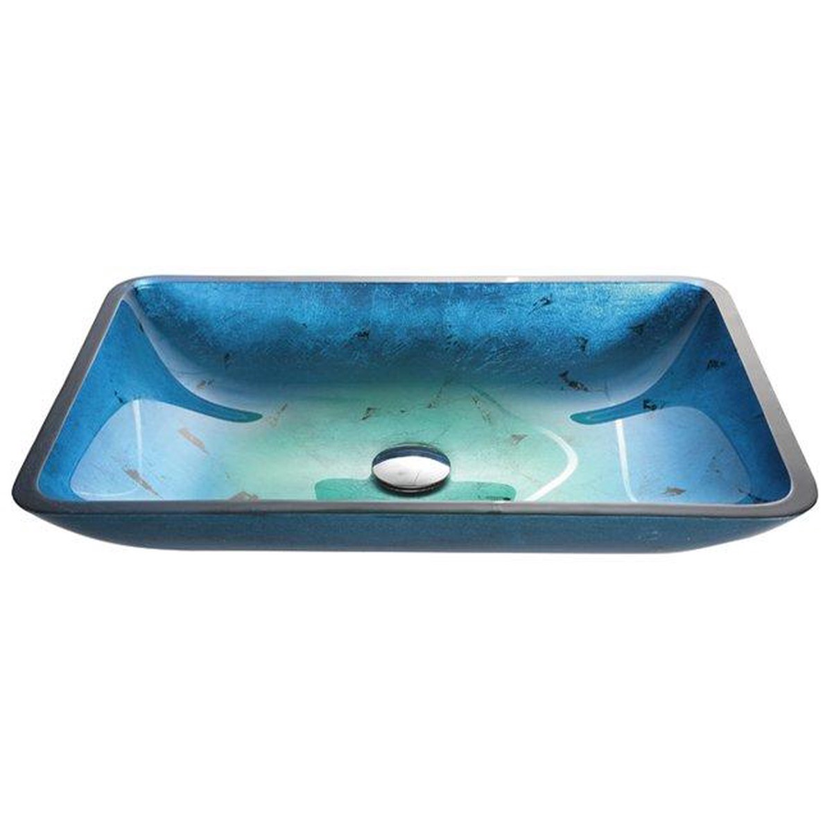 KRAUS Irruption Rectangular Glass Vessel Sink in Blue