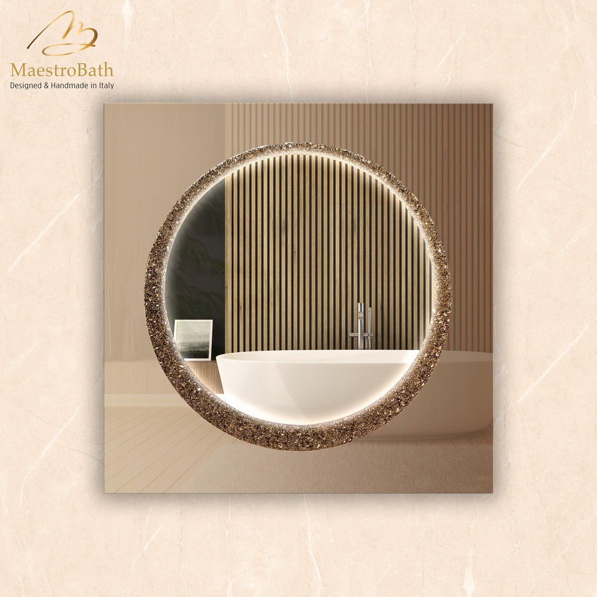 Lucent Luxury Crystal Square Single Vanity LED Mirror