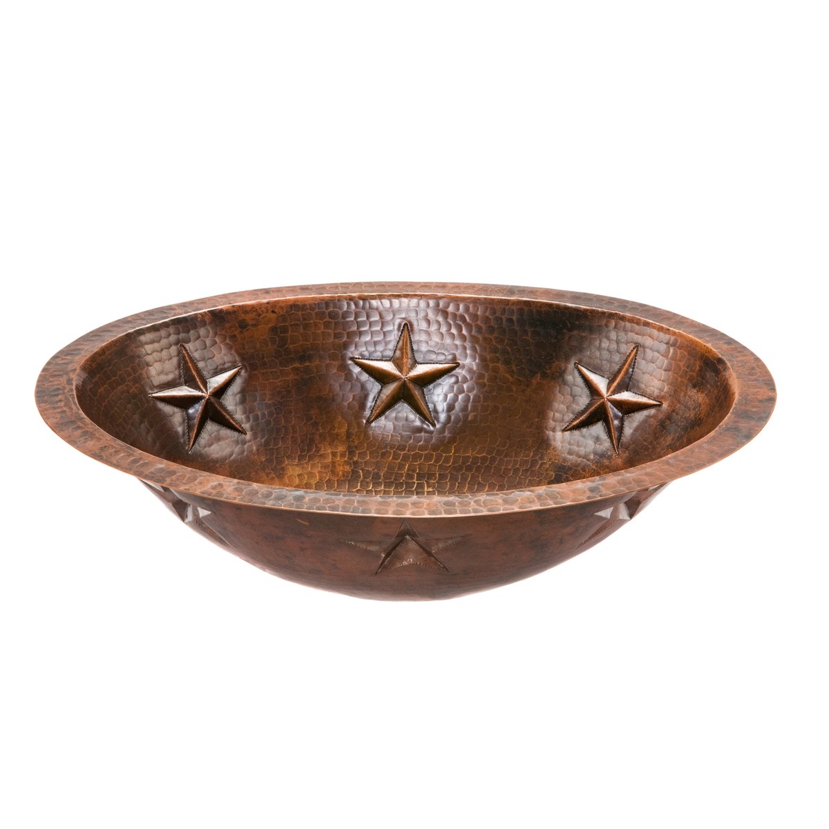 Premier Copper Products Oval Star Under Counter Hammered Copper Bathroom Sink