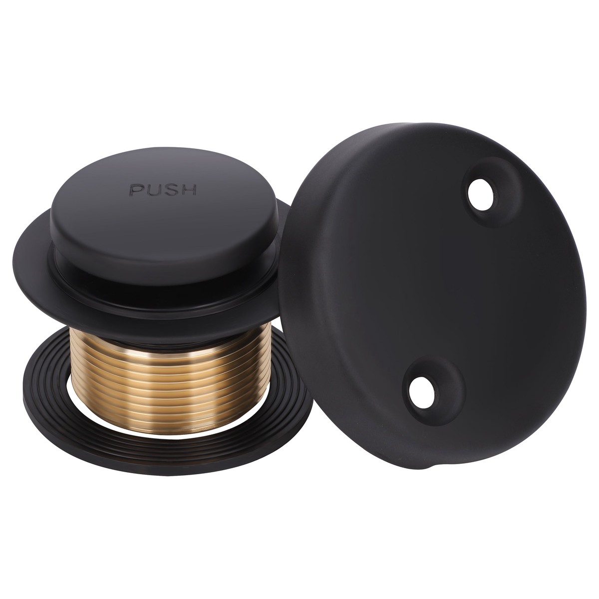 PRIMSOPH Tip-Toe Tub Drain Trim Kit with Two Hole Overflow Faceplate Matte Black