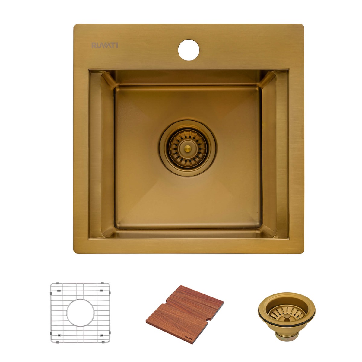 Ruvati 15 Topmount Matte Gold Stainless Steel Workstation Wet Bar Sink