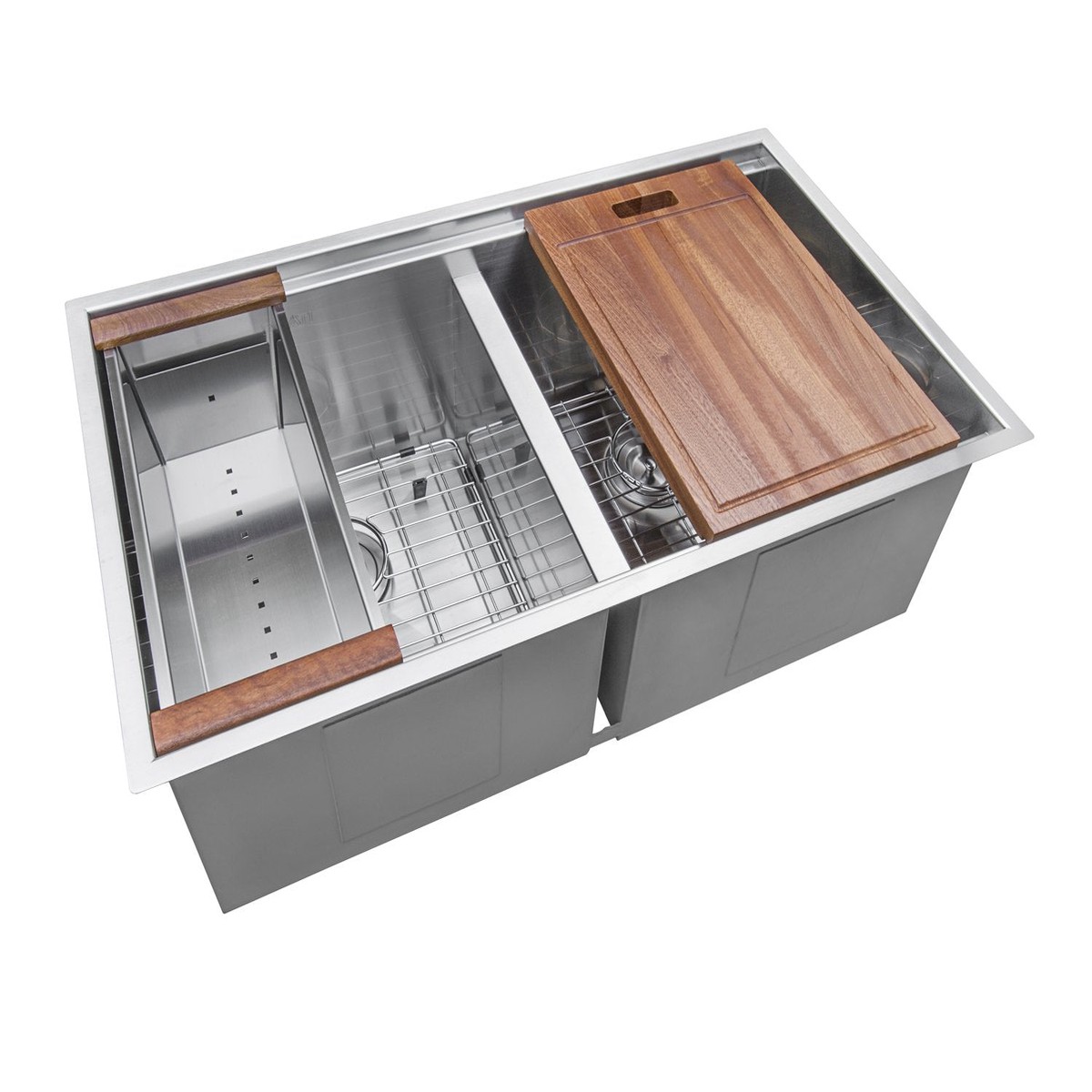 Ruvati Workstation Ledge 5050 Double Bowl Undermount 16 Gauge Stainless Steel Kitchen Sink
