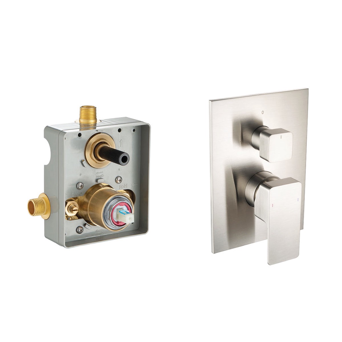 Serie 196 2 Way Pressure Balance Shower Mixer - Wall Mount - 6 BrassPolished Nickel