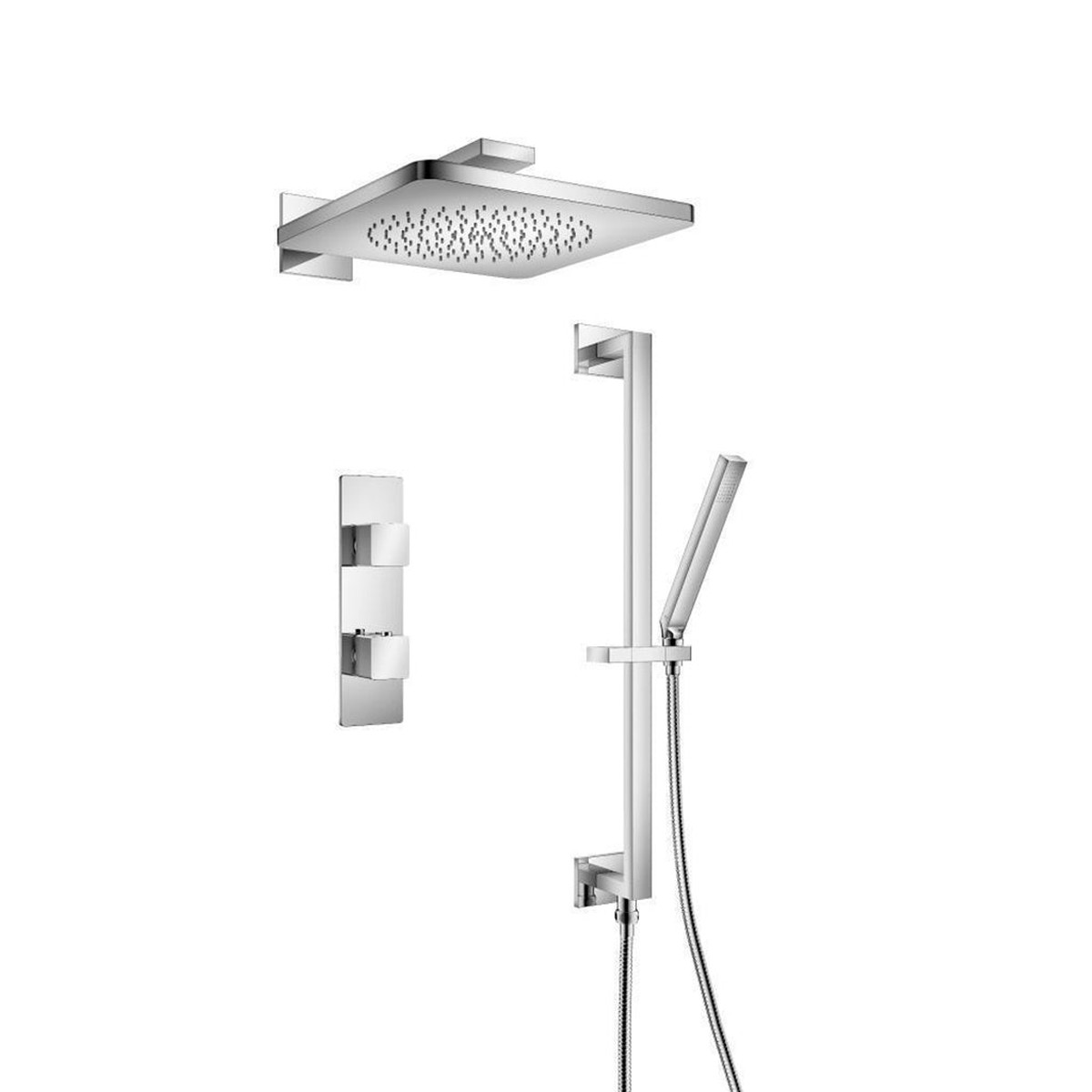 Serie 196 2 Way Thermostatic Complete Shower Set - Wall Mount - 12 BrassPolished Chrome