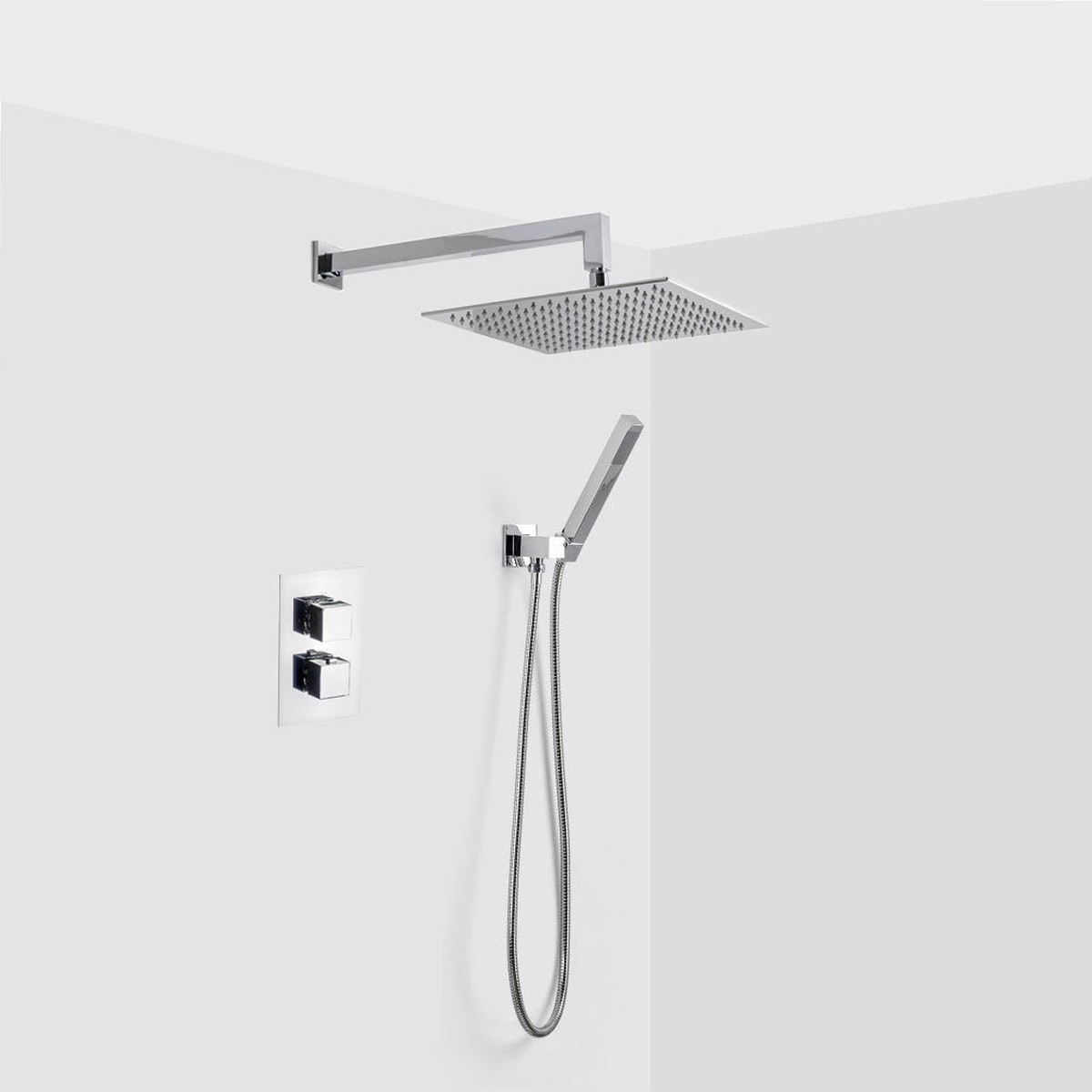 Devon 2-3 Way Shower Set With Hand Shower Set - Wall Mount - 12 BrassPolished Chrome