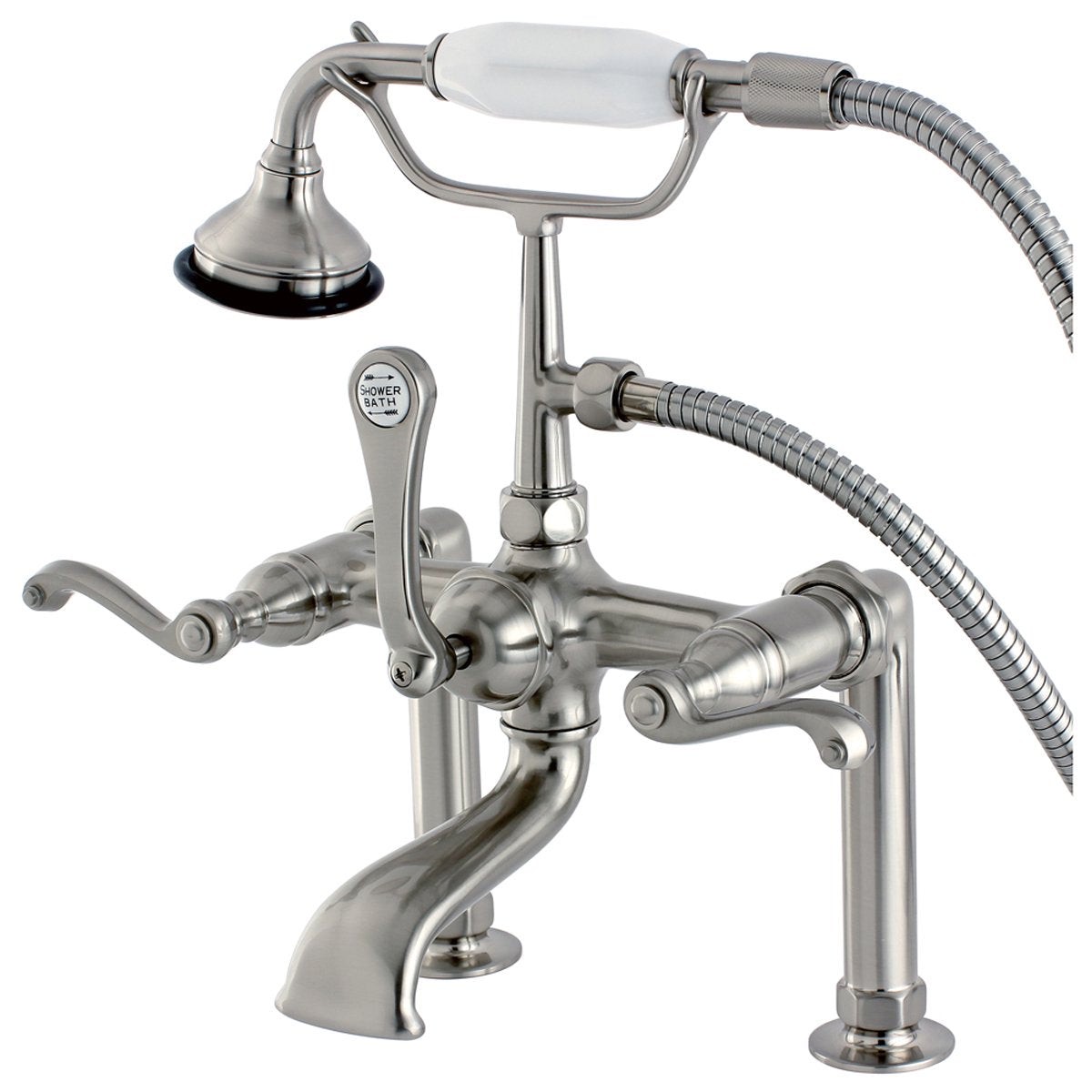 Kingston Brass Aqua Eden AE103T8FL Royale Deck Mount Clawfoot Tub Faucet in Satin Nickel