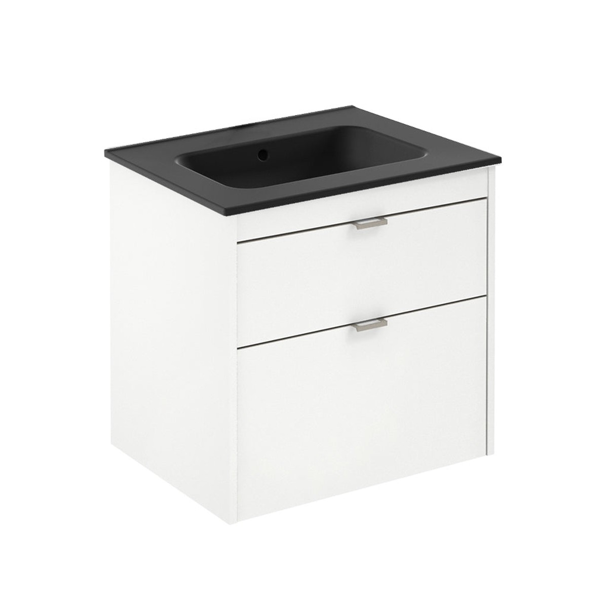 Logika 2 Drawers Bathroom Vanity with Ceramic Single Sink - Wall Mount - 24 MdfMatt WhiteInox