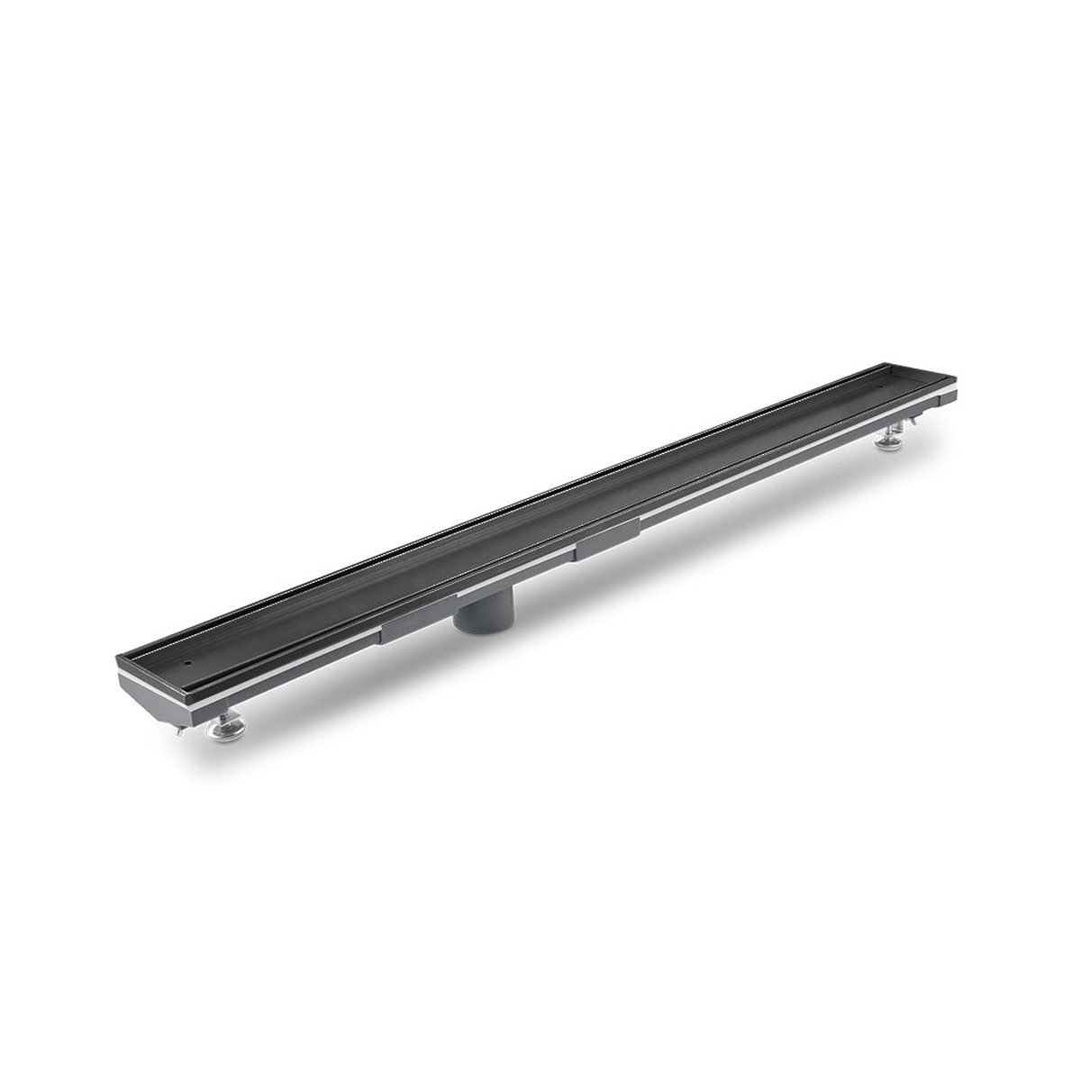Mist (Tile-In) Adjustable Kit Lagos Linear Shower Drain (2 Outlet) - Floor Mount - 96 Stainless SteelBlack