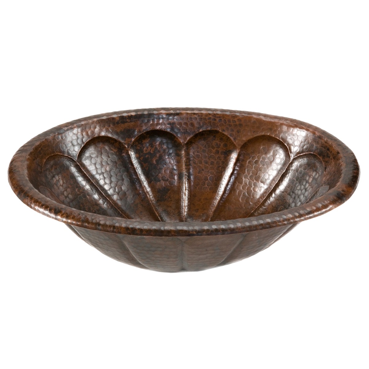Premier Copper Products Oval Sunburst Self Rimming Hammered Copper Sink