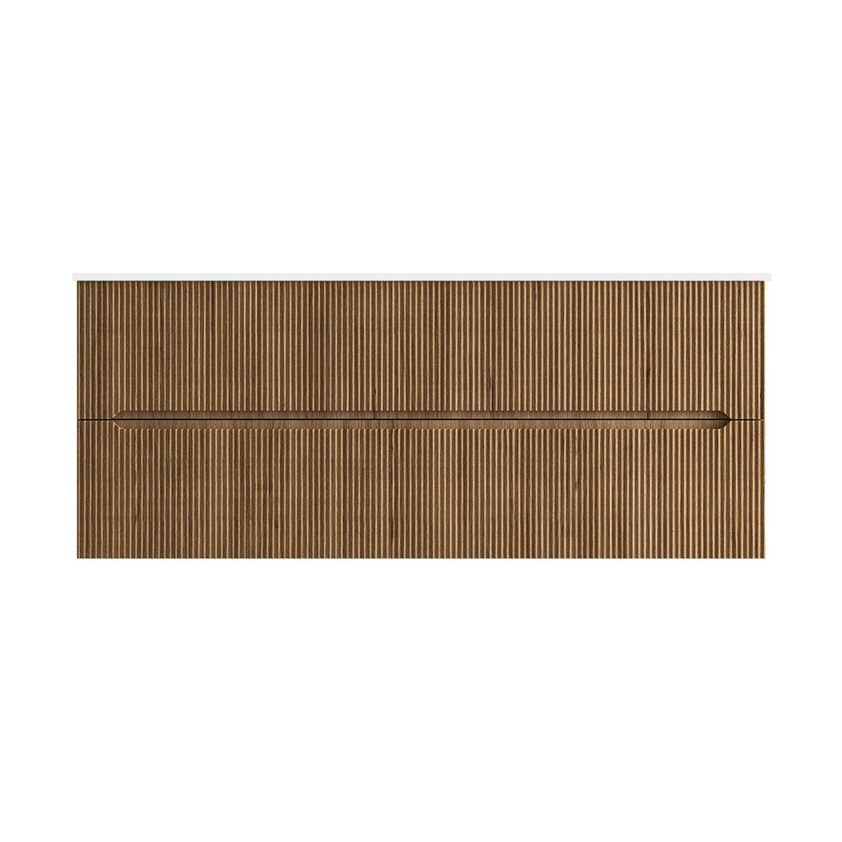 Runway 2 Drawers Bathroom Vanity with Solid Surface Matte White without Faucet Hole - Wall Mount - 48 MdfLight Wood