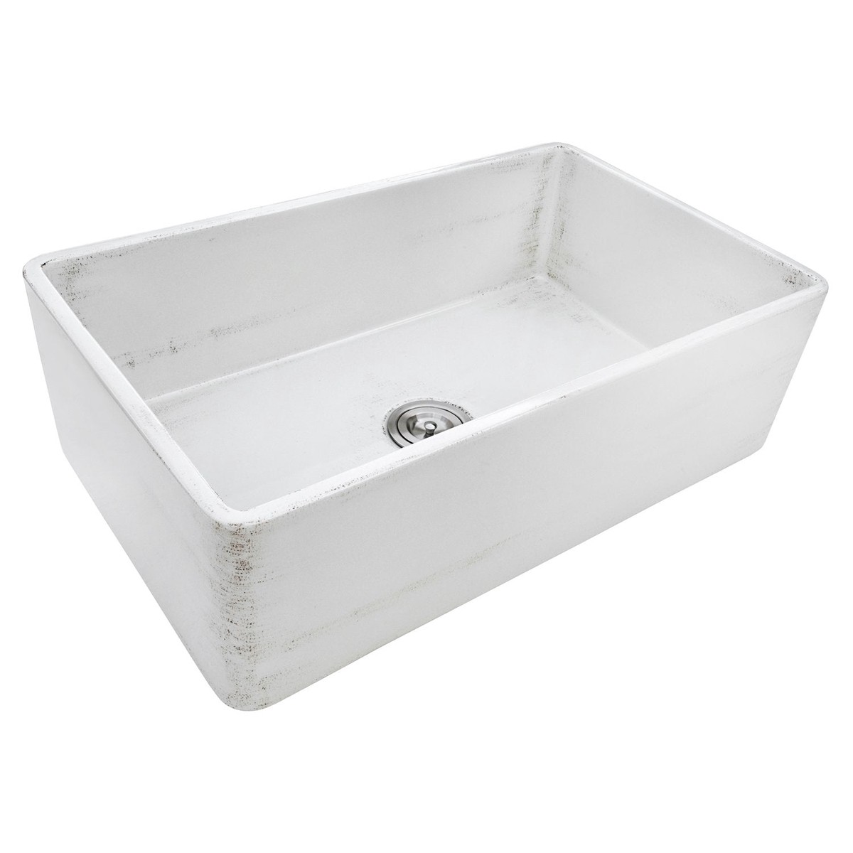 Ruvati 33 Reversible Distressed White Fireclay Farmhouse Apron Front Kitchen Sink