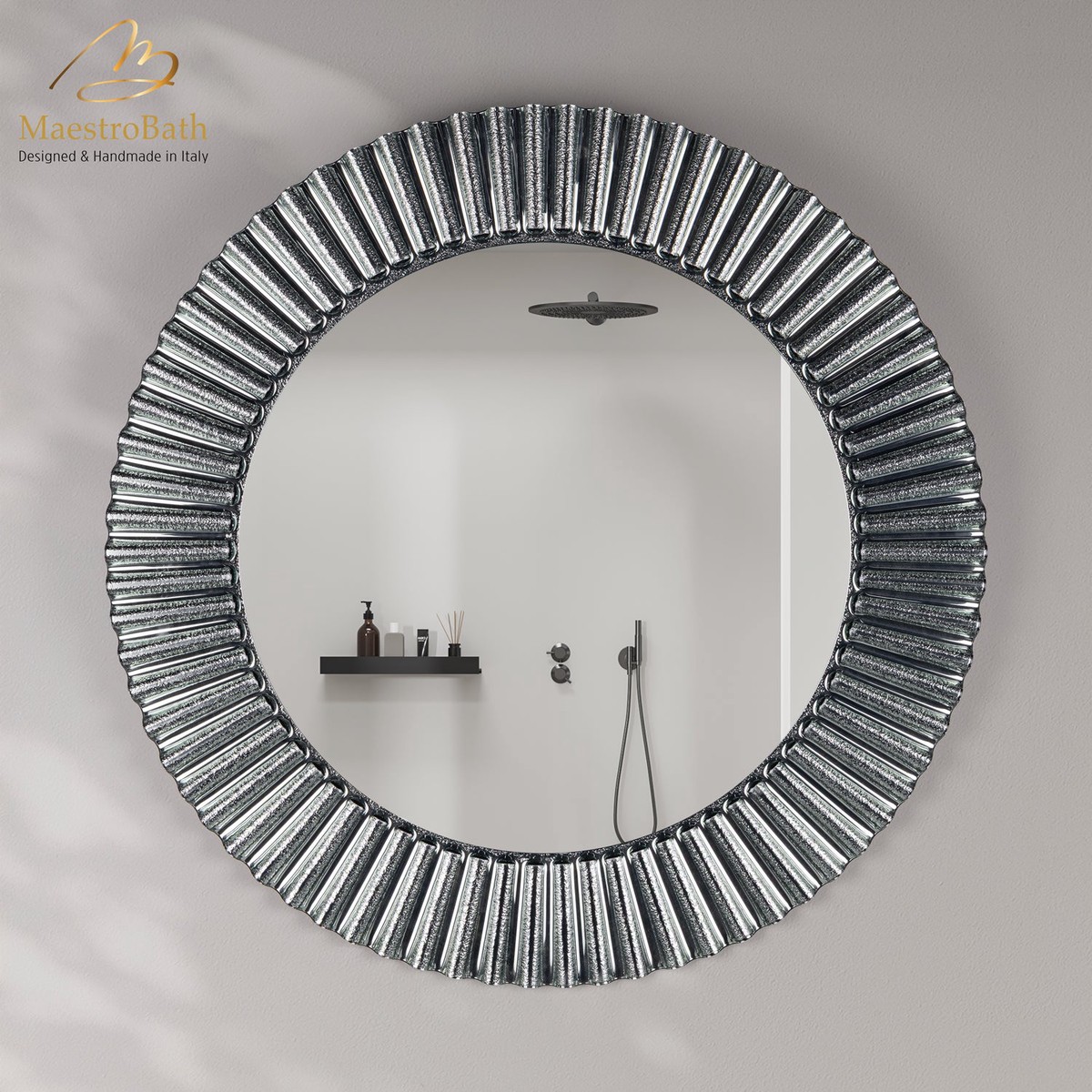 Velaro Luxury Crystal Circle Vanity Mirror Silver