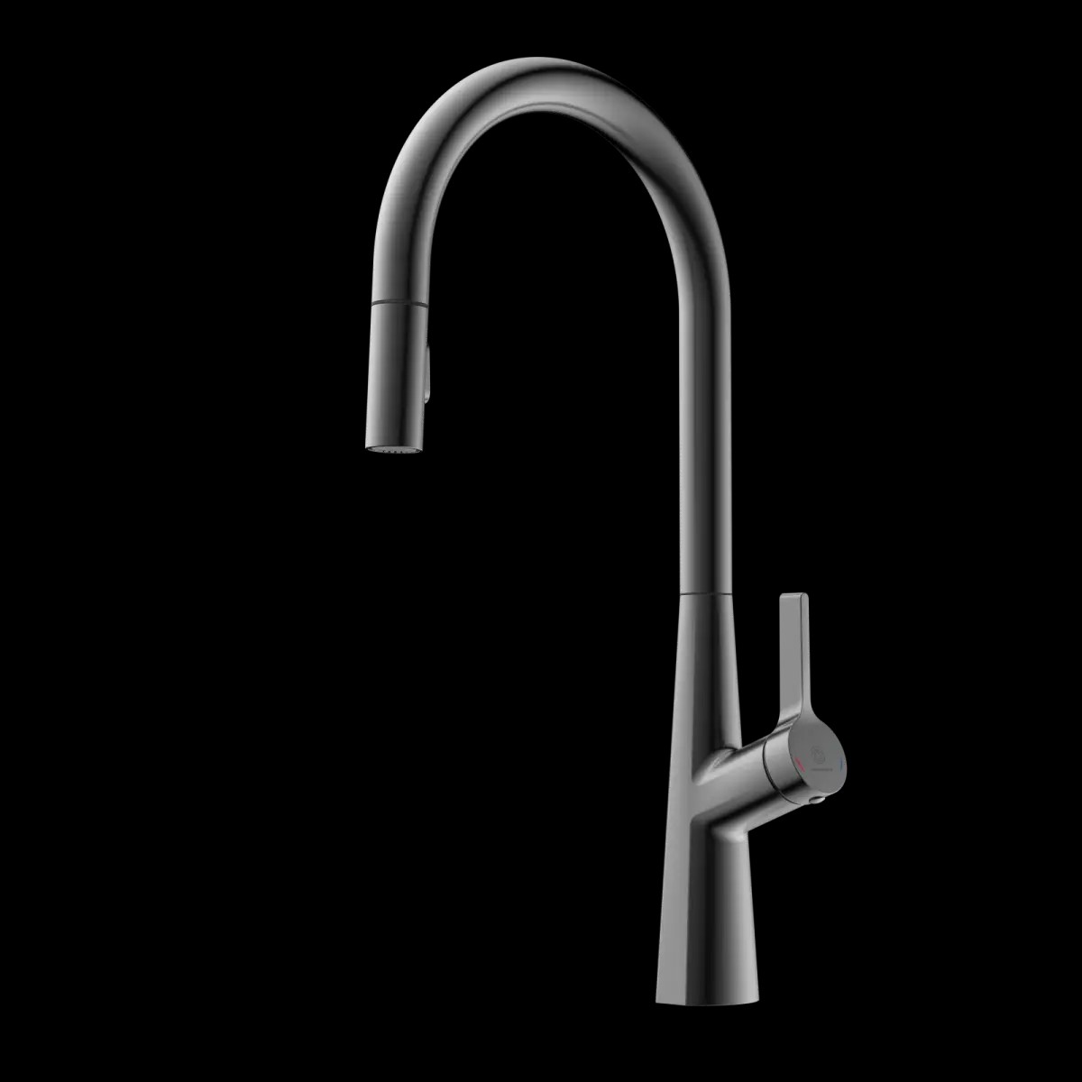 Wasserwerk Single Hole Pull Down Kitchen Faucet in Matte Graphite