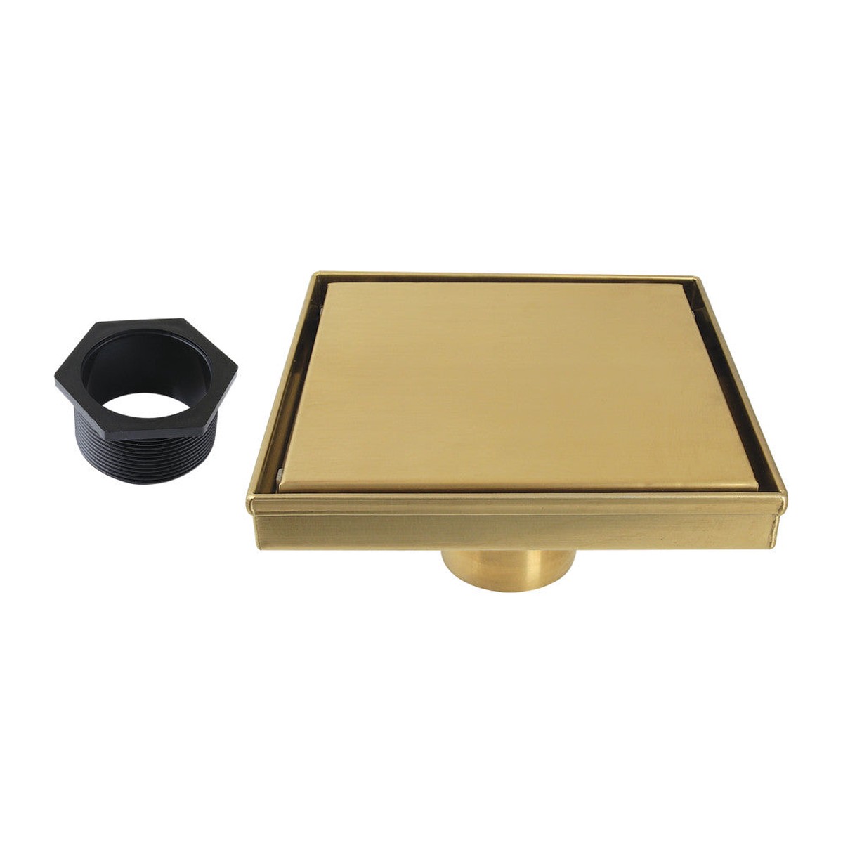 6 Stainless Steel Square Shower Drain in Brushed Brass