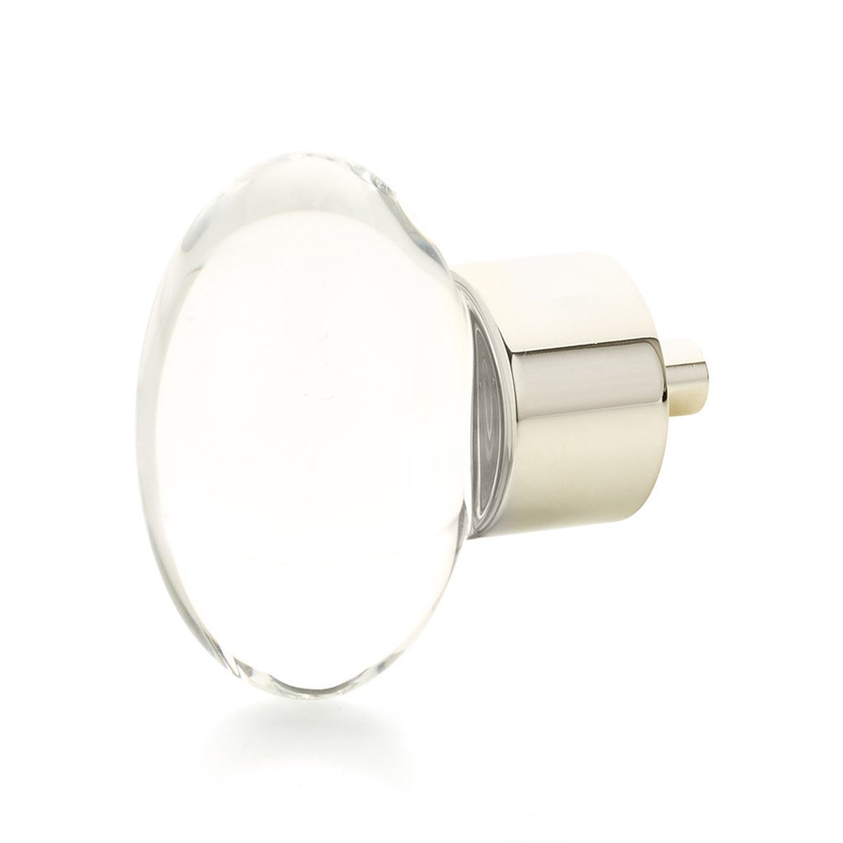 City Lights Oval Cabinet Knob - Cabinet Mount - 2 BrassGlassPolished Nickel