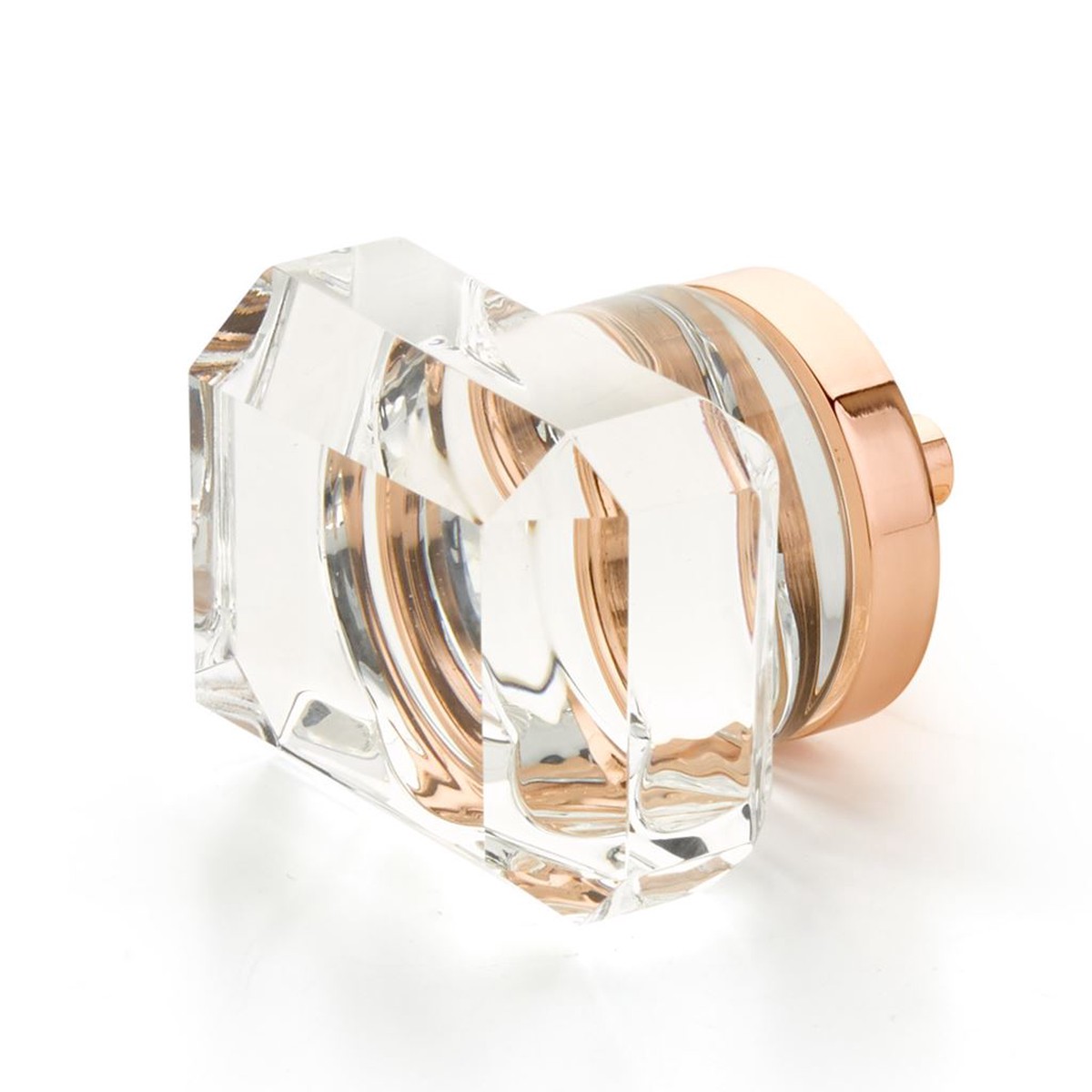 City Lights Rectangular Cabinet Knob - Cabinet Mount - 2 BrassGlassPolished Rose Gold