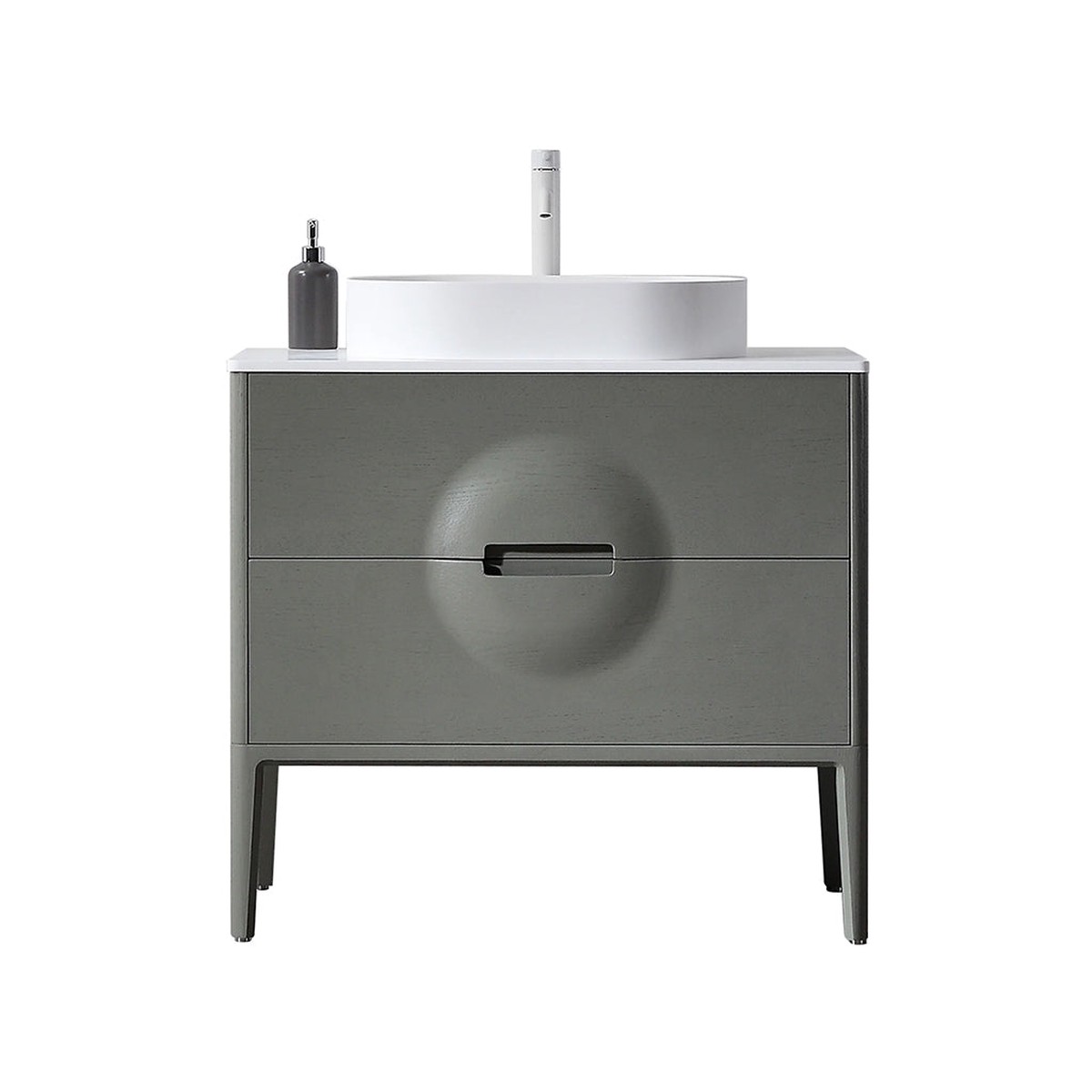 Colmar 2 Drawers Bathroom Vanity with Acrylic Top and Vessel Sink - Floor Mount - 36 WoodOlive Green