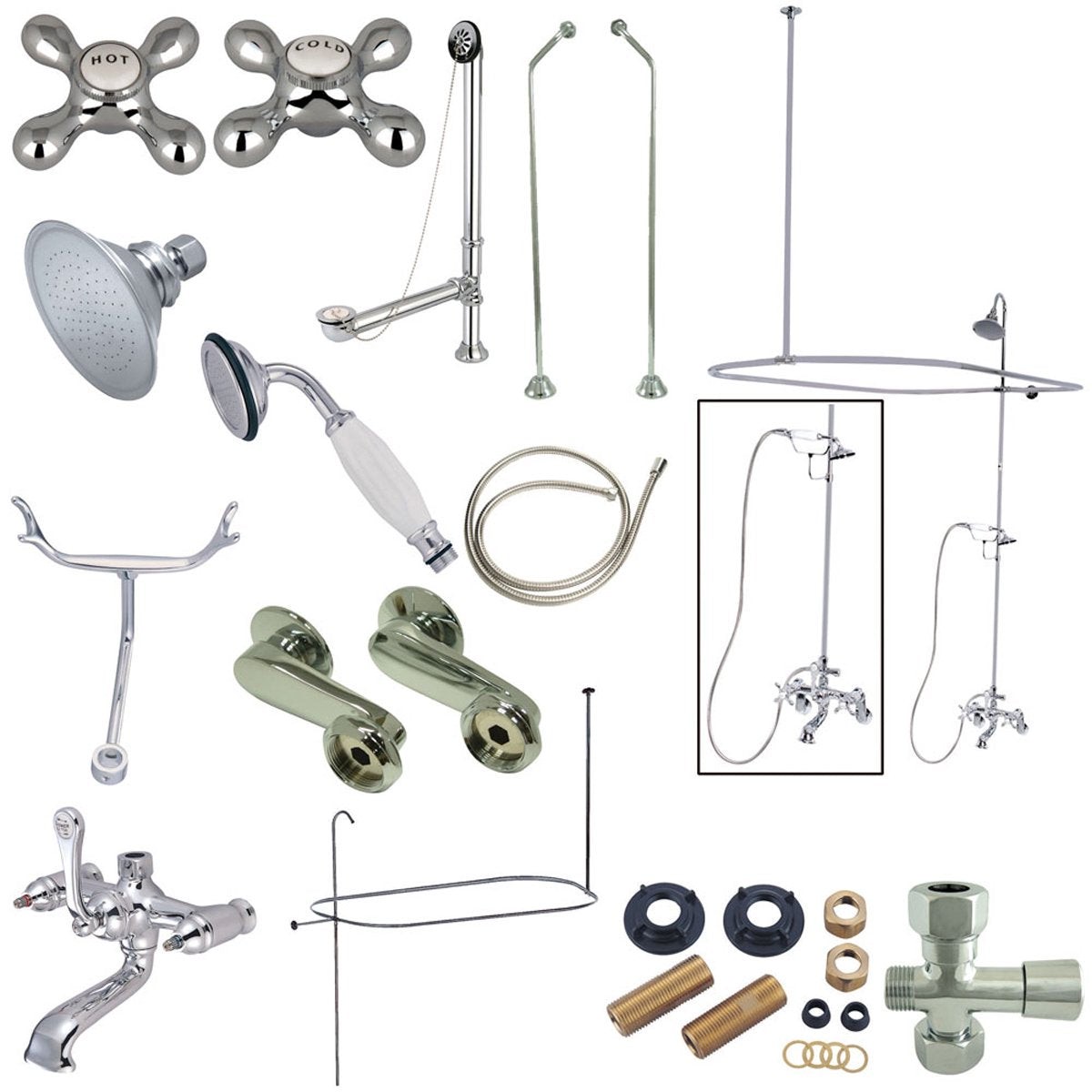 Kingston Brass Vintage Clawfoot Tub Package with 24 Supply Lines