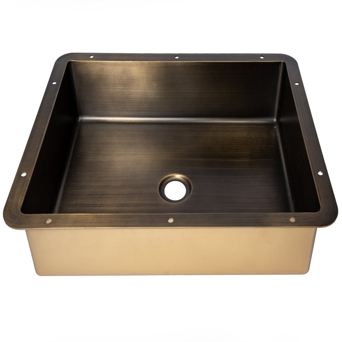 Rectangular 20 x 16 Undermount Stainless Steel Bathroom Sink and Drain in Antique Gold