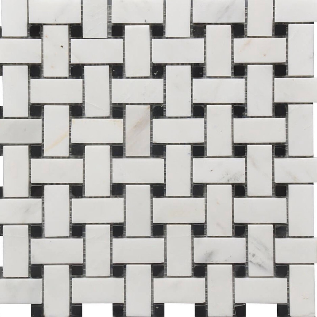 Rockart Black White Basket Weave Mosaic Wall Tile - Wall Or Floor Mount - 12 x 12 PorcelainPolished Steel 1400 Price Per Piece