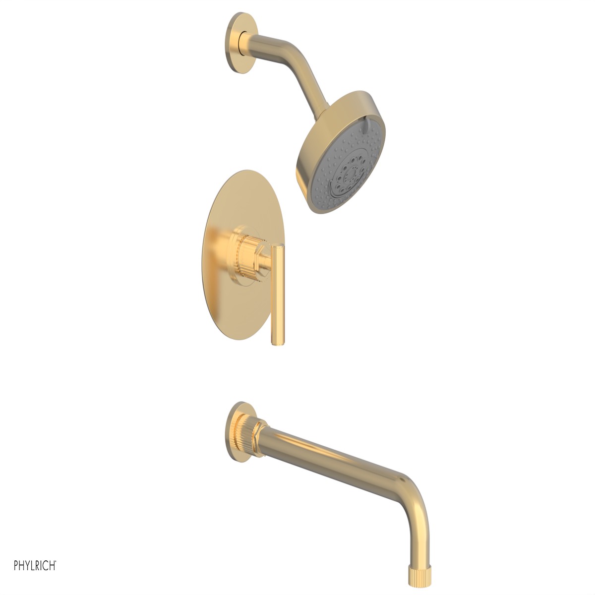 DUSTRIE - Pressure Balance Tub Shower Set - 14 Spout - Lever Handle - Grooved 370-27-14